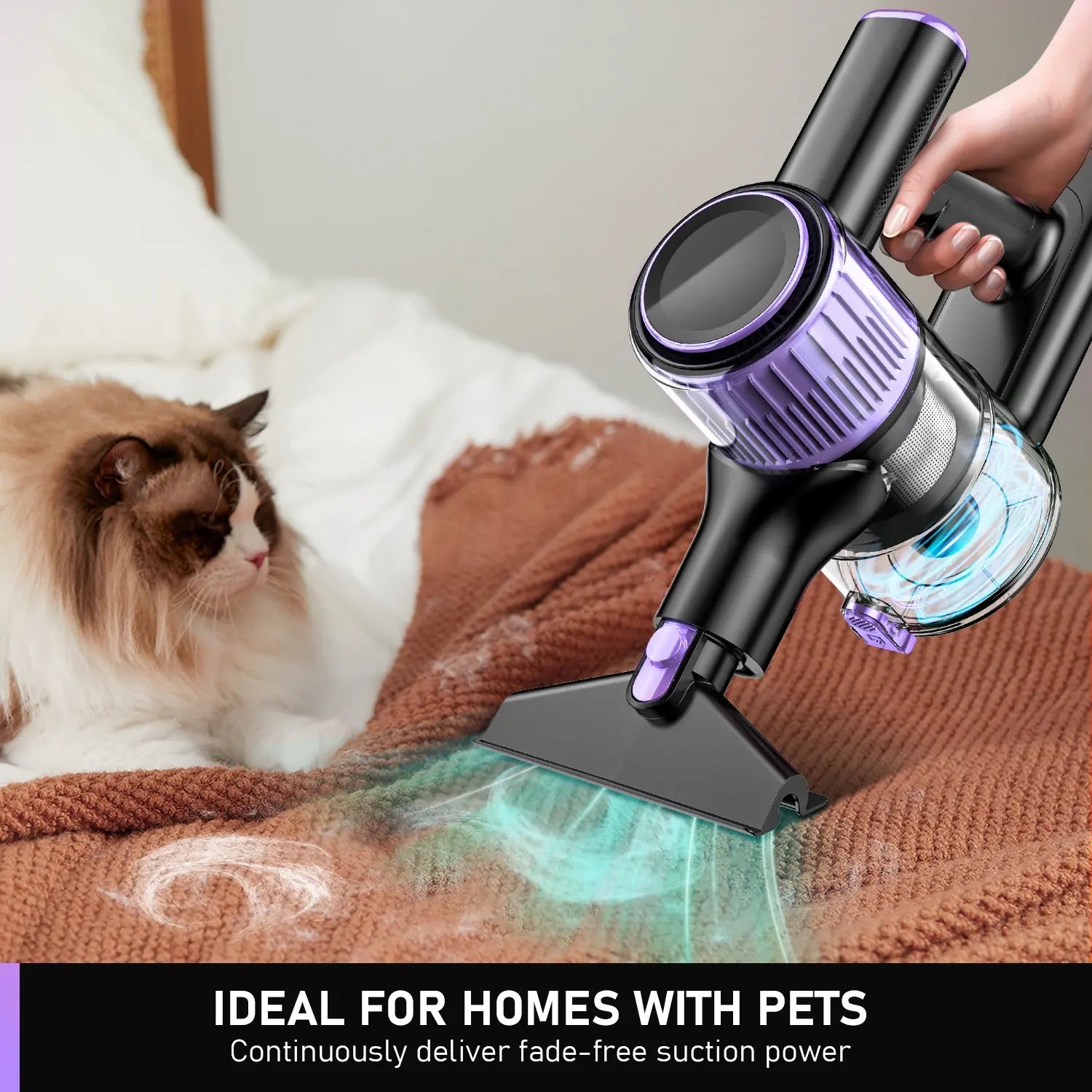 Cordless Battery Powered Vacuum Cleaner, Super Power Suction, 2200Mah Battery, 10-In-1 Lightweight Design, Ideal for Home & Low-Pile Carpets