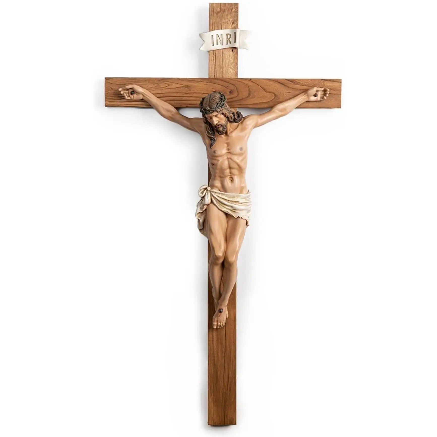 Catholic Wall Cross — 9.8 Inches Tall — Inspirational Home Décor Featuring Jesus Christ — Devotional Religious Gift — Renaissance-Style Sculpture — Handcrafted