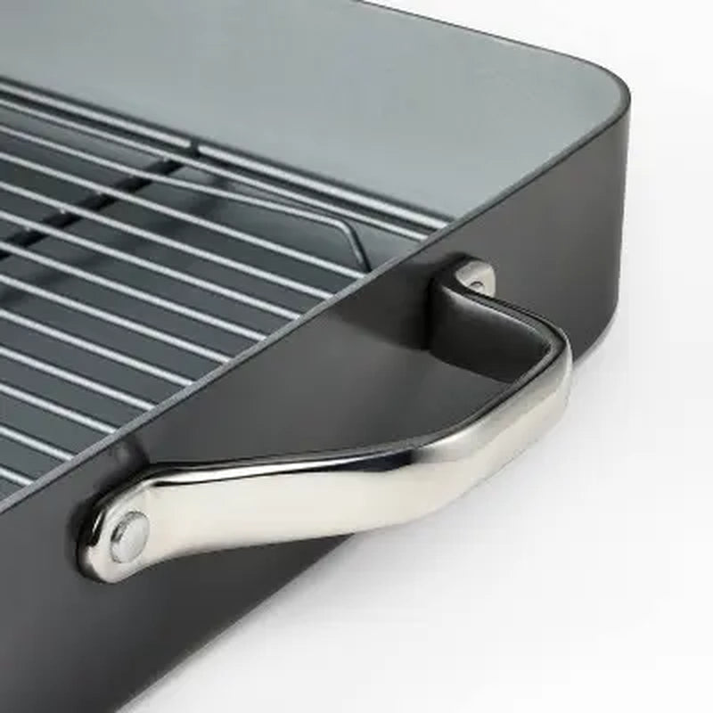 15.74" Aluminum Ceramic Roasting Pan Dark Gray - Figmint