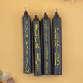 Color Magic Soy Wax Taper Spell Candle with Bold Hand Stenciled Mica Inscription