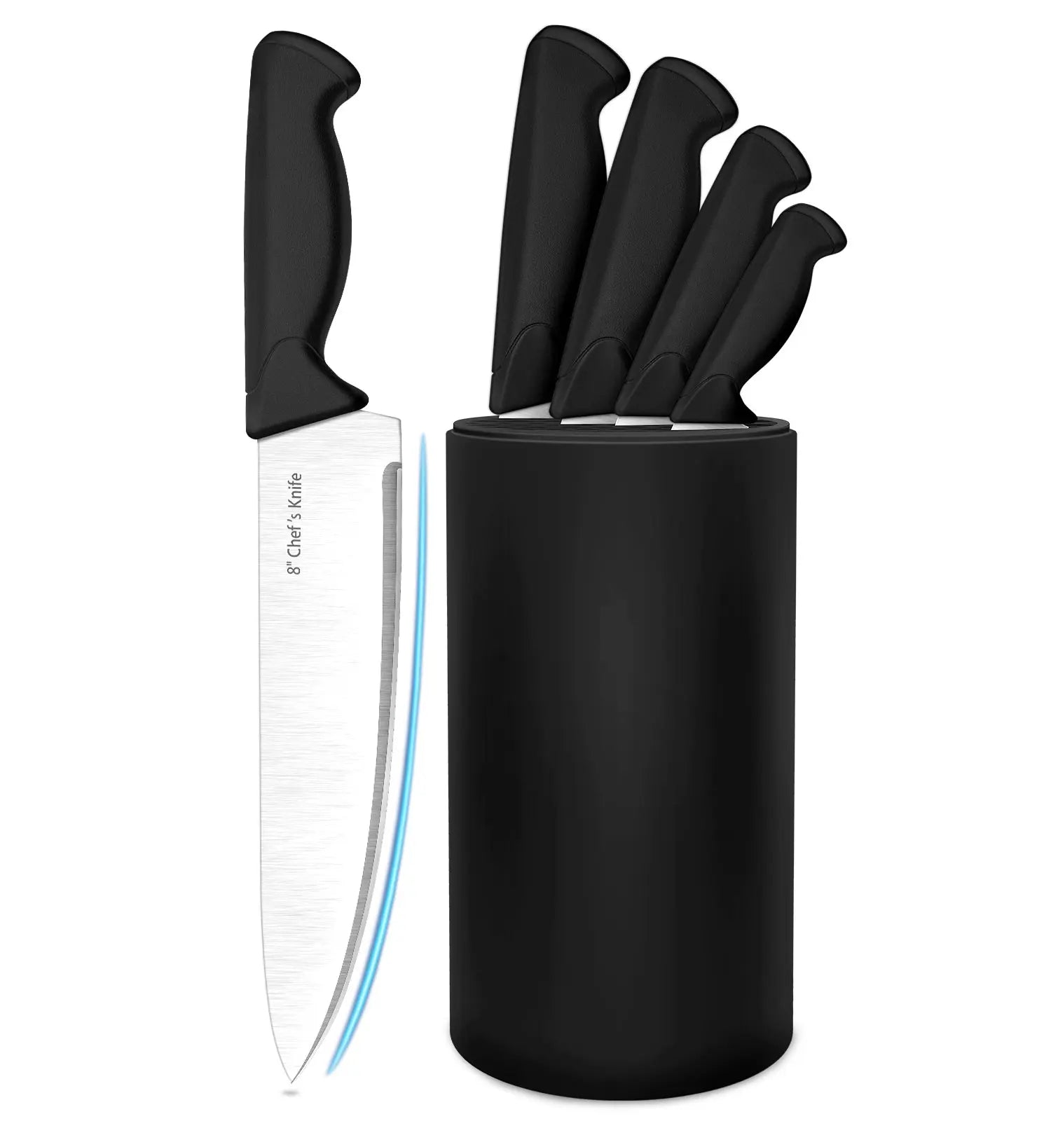 HENKELIVING Knife Set, 6-Piece Professional Kitchen Knife Set with Durable Knife Block, Rust-Resistant & Ergonomic Handle, Black