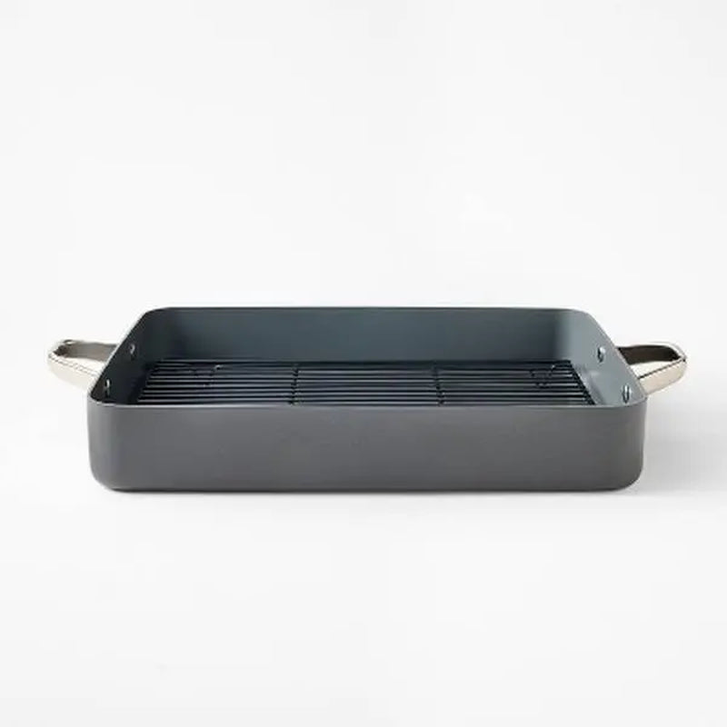 15.74" Aluminum Ceramic Roasting Pan Dark Gray - Figmint