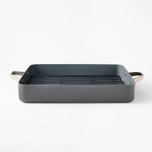 15.74" Aluminum Ceramic Roasting Pan Dark Gray - Figmint