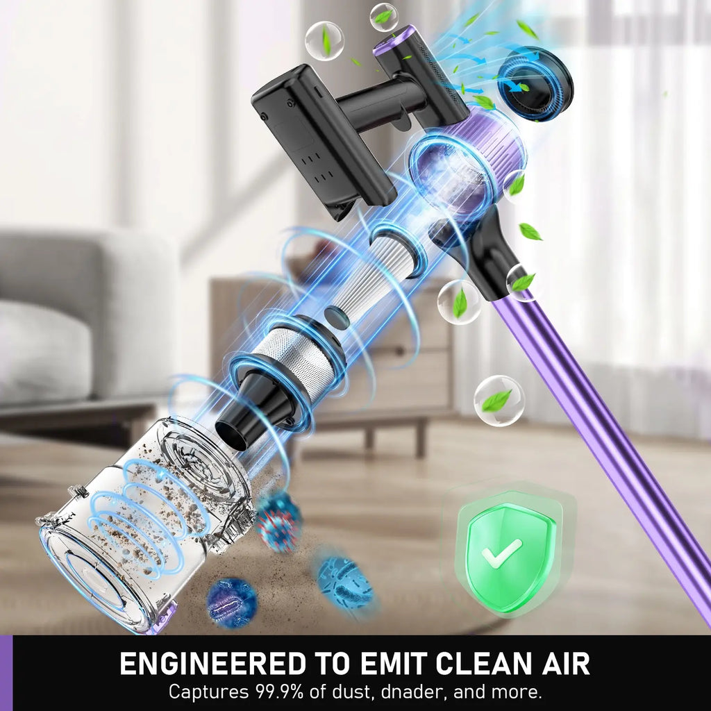 Cordless Battery Powered Vacuum Cleaner, Super Power Suction, 2200Mah Battery, 10-In-1 Lightweight Design, Ideal for Home & Low-Pile Carpets