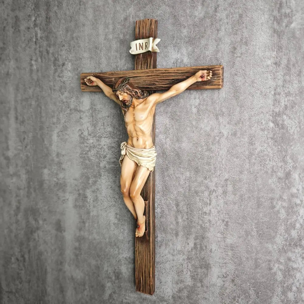 Catholic Wall Cross — 9.8 Inches Tall — Inspirational Home Décor Featuring Jesus Christ — Devotional Religious Gift — Renaissance-Style Sculpture — Handcrafted