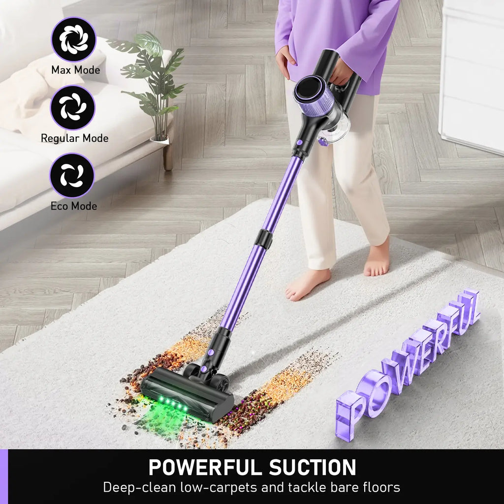 Cordless Battery Powered Vacuum Cleaner, Super Power Suction, 2200Mah Battery, 10-In-1 Lightweight Design, Ideal for Home & Low-Pile Carpets