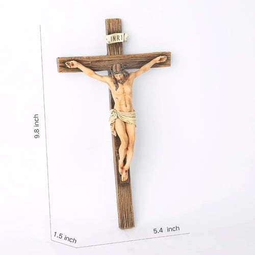 Catholic Wall Cross — 9.8 Inches Tall — Inspirational Home Décor Featuring Jesus Christ — Devotional Religious Gift — Renaissance-Style Sculpture — Handcrafted