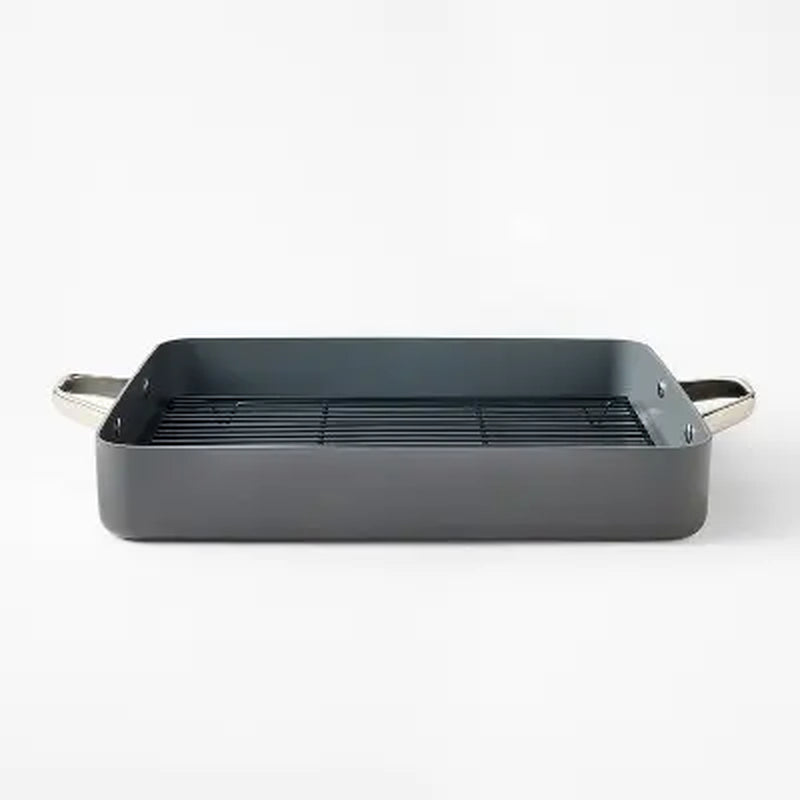 15.74" Aluminum Ceramic Roasting Pan Dark Gray - Figmint