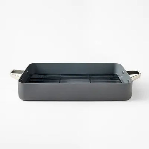 15.74" Aluminum Ceramic Roasting Pan Dark Gray - Figmint